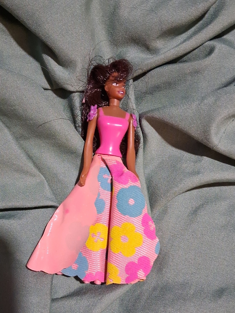 Barbie Pink Floral Maxi Dress with Molded Bodice